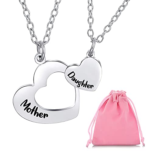 Mutter Tochter Kette Schmuck, Mutter Tochter Geschenk Silber Halskette Muttertagsgeschenk, Kette Damen Halskette mit Gravur Herzkette Anhänger, Muttertag Geburtstag Weihnachten Geschenke