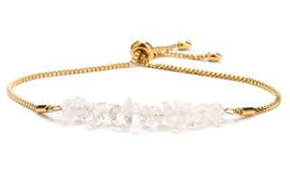 Kronabelle Amazonite Splitter-Armband, natürlicher Edelstein, verstellbare Edelstahlkette, Kristallarmband, Schmuck mit weißen Steinsplittern und Goldkette für Damen und Herren