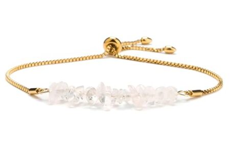 Kronabelle Amazonite Splitter-Armband, natürlicher Edelstein, verstellbare Edelstahlkette, Kristallarmband, Schmuck mit weißen Steinsplittern und Goldkette für Damen und Herren